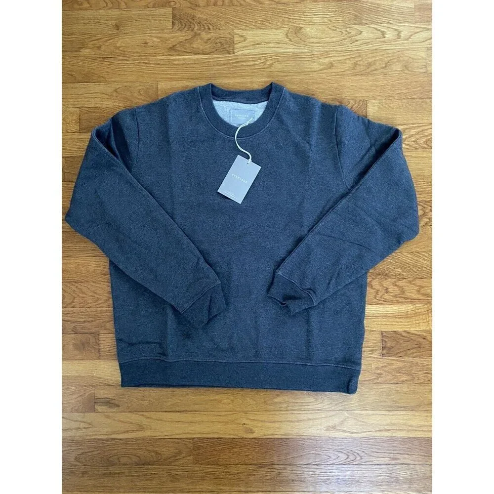 NWT Everlane The Track Crewneck Sweatshirt Men's Medium Organic Cotton Dark Gray